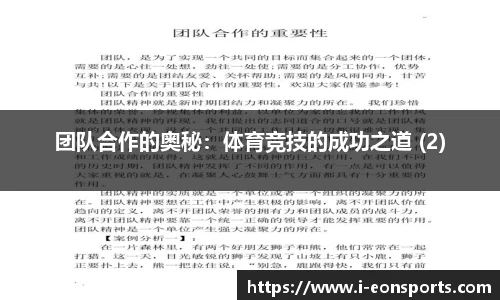 团队合作的奥秘：体育竞技的成功之道 (2)